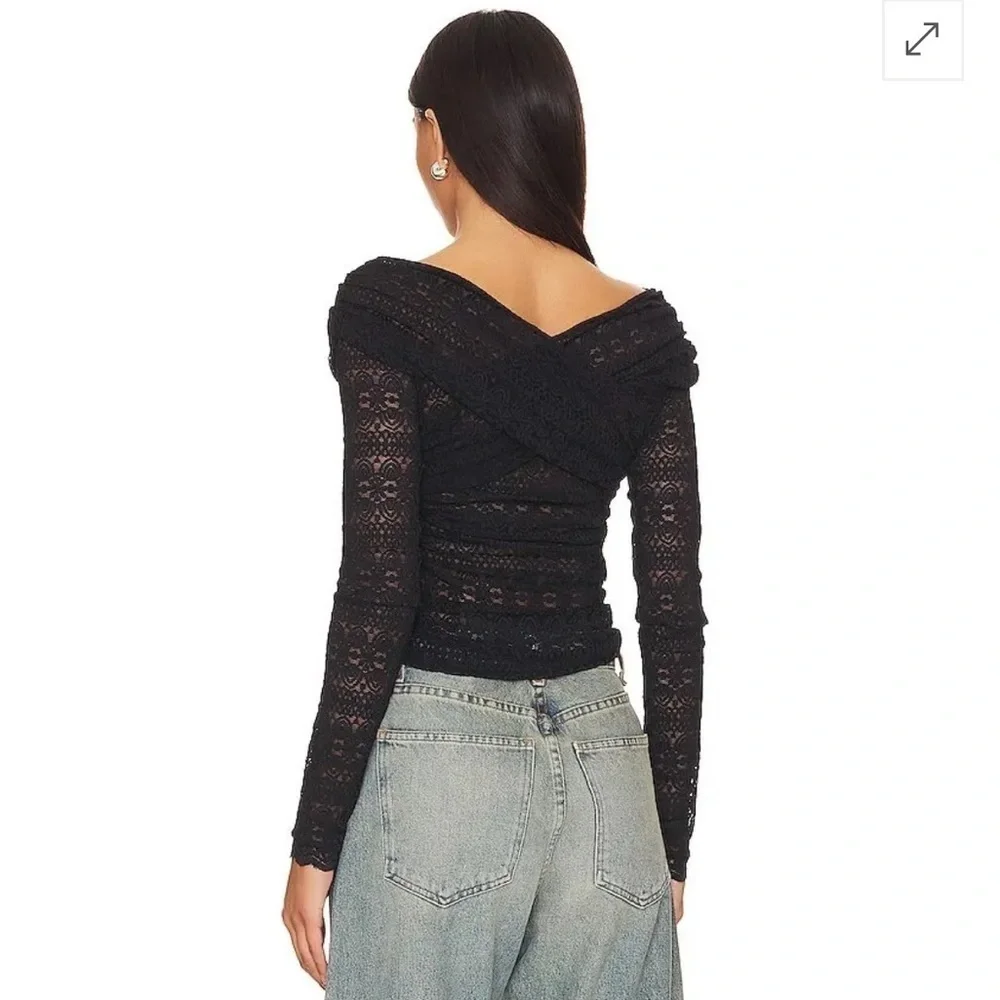 NWT Free People Hold Me Closer Lace Top - Black. Size Small